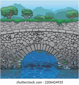 Ilustración del puente de piedra antigua en formato vector. para fondo, elemento de diseño, afiche, fondo de pantalla o cualquier otro propósito.