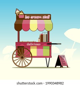 Ice Cream Stall ilustración vectorial para elemento de diseño