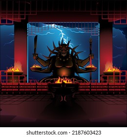Red Temple Hintergrund für Design-Element, Poster, Bühnenhintergrund oder andere Zwecke.