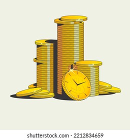 El tiempo es dinero es un aforismo común, proverbio o dicho. esta ilustración captura el significado