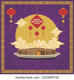 Ilustración vectorial de la celebración de la lunaun festival de mediados de otoño en Asia.
