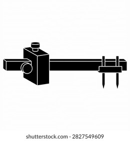Professional flat vector illustration of a wooden mortise gauge with twin marking pins isolated