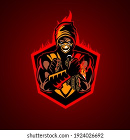 Símbolo de ilustración vectorial de Ninja de fuego
