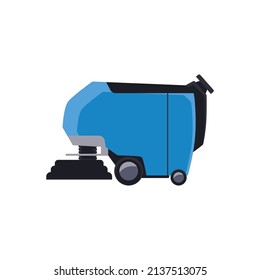 Professional floor cleaning and washing machine or vacuum cleaner, cartoon flat vector illustration isolated on white background.