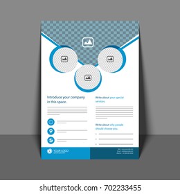 Professional Flyer in Blue Color, Corporate Brochure, Annual Report and Cover Design template for your Business.