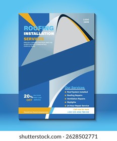 Professional flyer design template for roofing installation services. Fully editable, high-resolution layout perfect for promoting construction, roofing, or home improvement businesses.