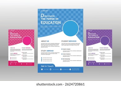 Professional flyer template for schools, online learning, and education programs. Customizable and designed to attract students easily.
