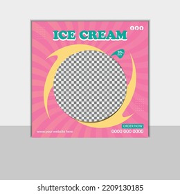 Professional Food, ice cream, pizza, noddles  poster design vector template social media poster design