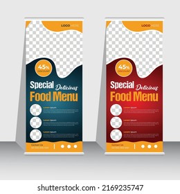 Professional Food menu restaurant roll up and pull up banner template