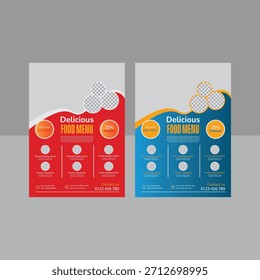 design de modelo de menu de comida profissional e layout de folheto de restaurante tamanho a4.