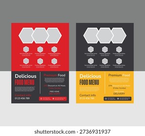 professional food menu template design and a4 size reastaurant flyer layout.