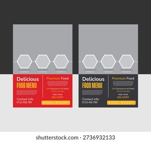 professional food menu template design and a4 size reastaurant flyer layout.