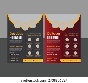 professional food menu template design and a4 size reastaurant flyer layout.