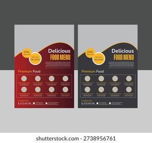 professional food menu template design and a4 size reastaurant flyer layout.