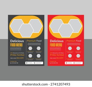 professional food menu template design and a4 size reastaurant flyer layout.