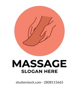Professional foot massage logo design featuring hands massaging a human foot inside a circle. Ideal for wellness centers, spas, podiatry clinics, and health care.