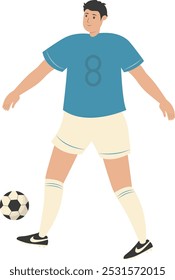 Professional Football Player Illustration. Flat Vector Character Design