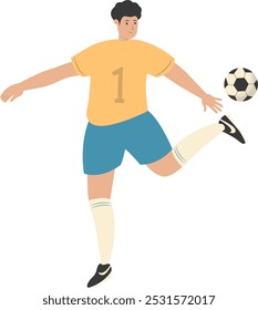 Professional Football Player Illustration. Flat Vector Character Design