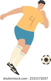 Professional Football Player Illustration. Flat Vector Character Design