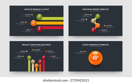 Professional Forecast 3 4 5 1 Conjunto de Modelos de Apresentação de Slides de Diagrama de Elementos. Visão geral de marketing Pacote de ilustração de vetor de design de quadro de gráfico de quatro e cinco etapas.