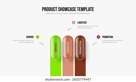 Professional Forecast 3 Element Diagram Presentation Layout. Digital Showcase Three Step Infographic Slideshow Design. Company Growth Frame Template Vector Illustration.