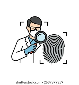 Professional Forensic Scientist Analyzing Fingerprint White Background Criminal Investigation