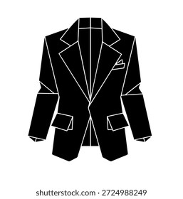 Ilustración vectorial formal de la silueta de la chaqueta del traje del blazer del Profesional para el diseño corporativo de la moda del atuendo del negocio y traje de boda elegante