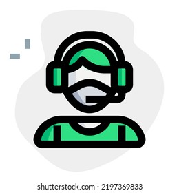 Professional gamer wearing headset and mask.
