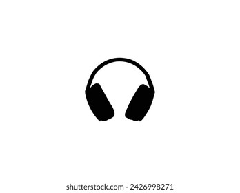 Professional gaming headset for play, high-quality music, speak listening concept icon black silhouette simple vector illustration. Listen to songs, gear stream, and record podcasts on the computer.
