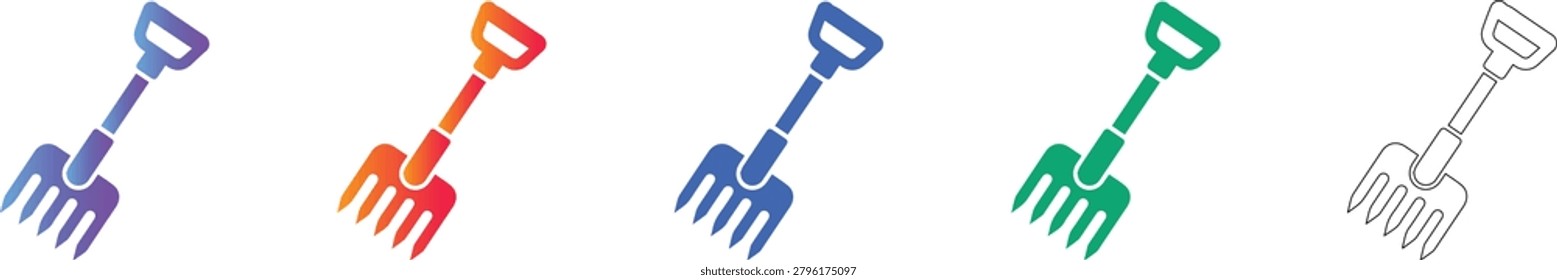 Professional Garden Rake Icon Set vol 1200