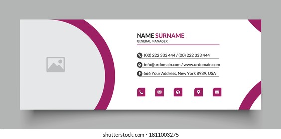 Professional geometric business and corporate email signature with an author photo place. Modern and minimalist layout 