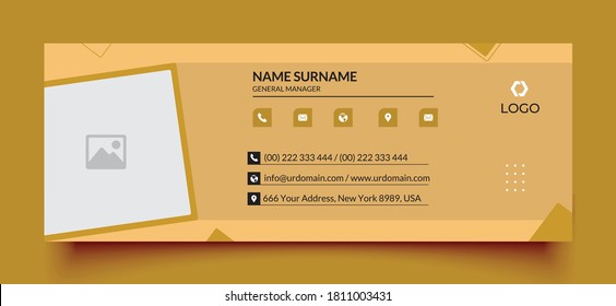 Professional geometric business and corporate email signature with an author photo place. Modern and minimalist layout 