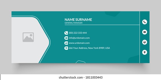 Professional geometric business and corporate email signature with an author photo place. Modern and minimalist layout 