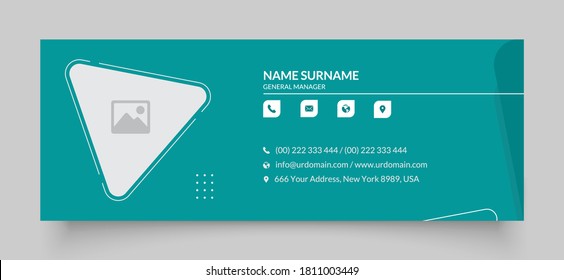 Professional geometric business and corporate email signature with an author photo place. Modern and minimalist layout 
