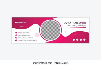 Professional geometric business and corporate email signature with an author photo place. Modern and minimalist layout white background | Email signature template design, email footer template