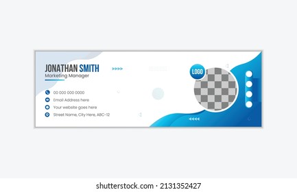 Professional geometric business and corporate email signature with an author photo place. Modern and minimalist layout white background | Email signature template design, email footer template