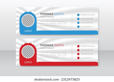 Professional geometric business and corporate email signature. Modern and minimalist layout white background and green shape design template