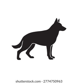 Professional german shepherd silhouette vector graphic isolated on white background for police security company branding and canine training logo design