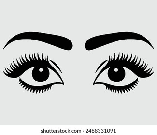 Professional glamor makeup, beauty, eyelash, girl, salon, mascara, vector illustration, Bottled eyelashes of girls, lash, vector, false, eye, isolated, Natural effect mascara