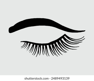 Professional glamor makeup, girl, salon, mascara, vector illustration, Bottled eyelashes of girls. Natural effect mascara, beauty, eyelash, lash, vector, false, eye, isolated.eps
