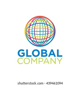 Professional globe logo design with lines for business