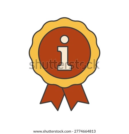 Professional gold badge with information symbol representing support, guidance, and knowledge access. Perfect for help services, customer assistance, and informational platforms.
