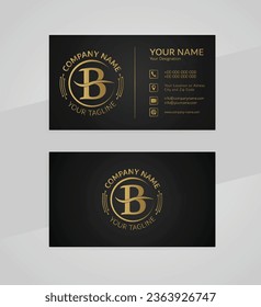 Professional Gold and black business card template, modern luxurious company card design