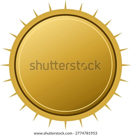 A professional golden certificate seal featuring a sharp spiky border and a blank matte metallic center for custom text placement.