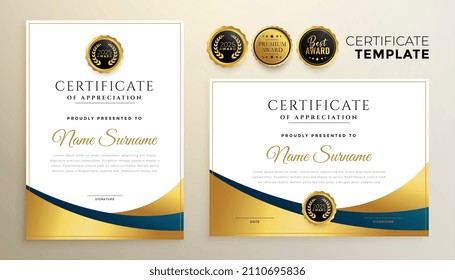 professional golden certificate template design