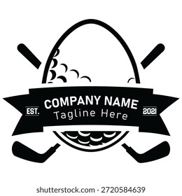 Vetor profissional do logotipo do emblema do golfe. Modelo de emblema clássico com bola de golfe e clubes cruzados para esportes clube, Country Club, ou Golf Branding.