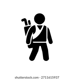 Profissional Golf Player Ícone Caddy Isolado No Fundo Branco