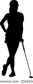  Professional golfer woman playing golf, silhouette,vector,illustration