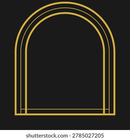 Professional graphic design features a golden triple-lined archway on dark background embodying the classic elegance of Art Deco aesthetic style