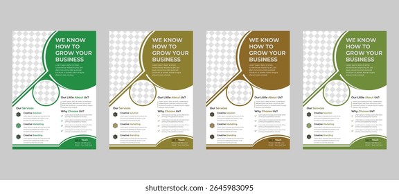 Professional Green and Brown Business Flyer Templates with Analytics  Focus Elements for Marketing 